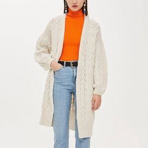 TOPSHOP | Cable Knit Long Line Cardigan Sweater